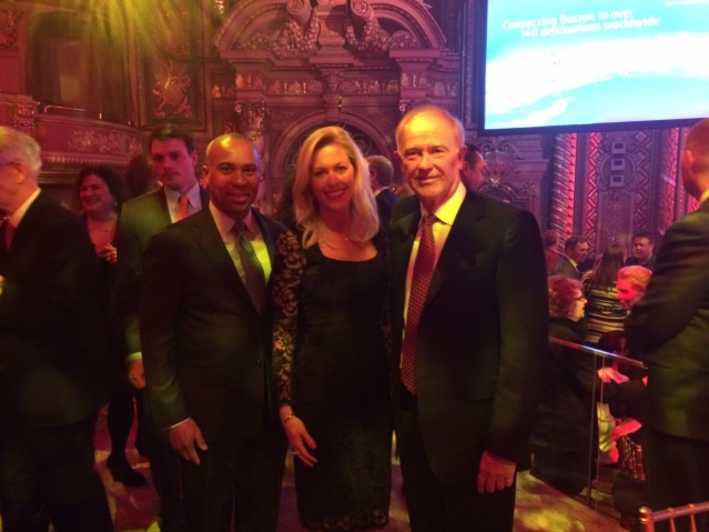Massachusetts Governor, Deval Patrick, Tiffany Dowd and CEO of Emirates, Sir Tim Clark.
